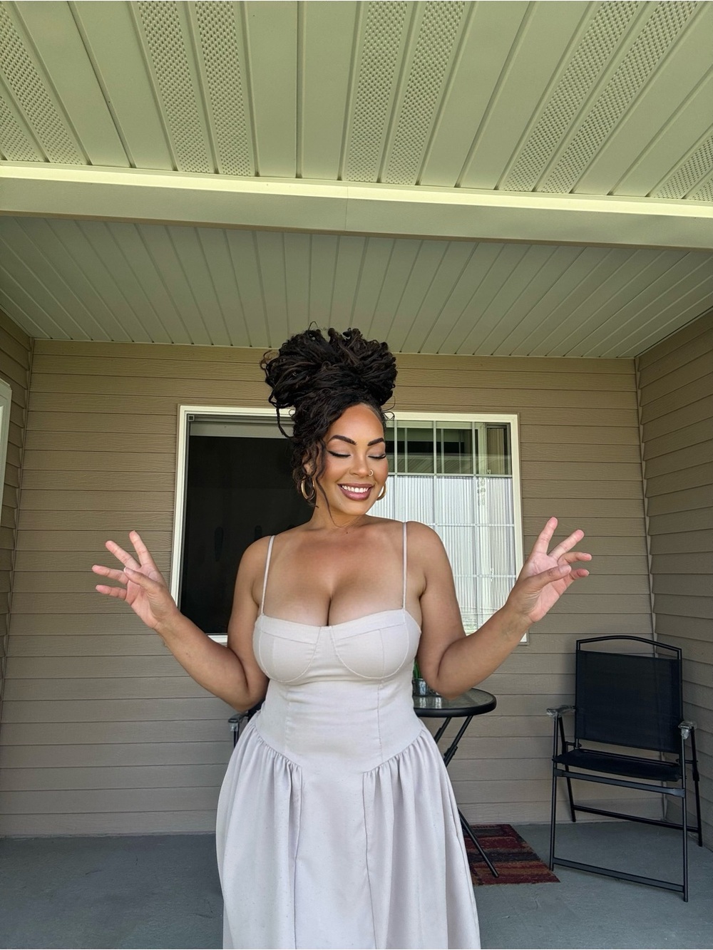 Sleeveless Bustier Midi Dress in Light Beige